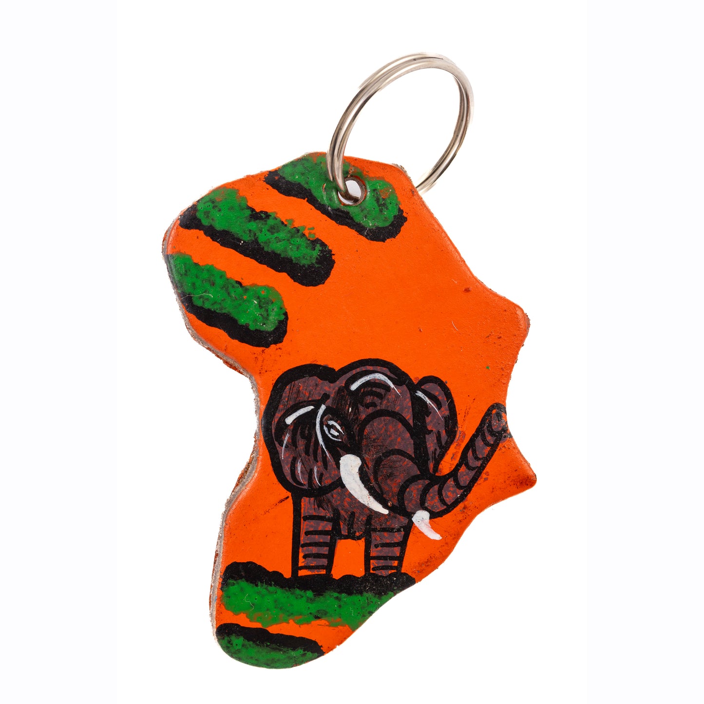 Map of Africa Leather Keyring - Elephant