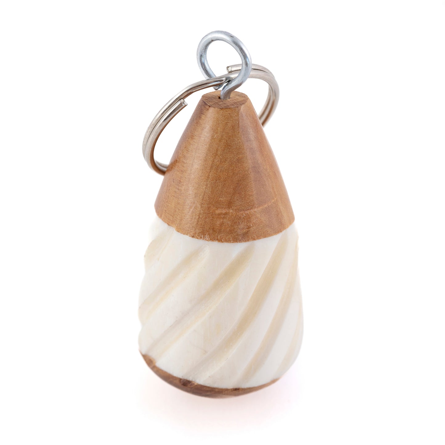 Batik Wood and Carved Bone Keyring