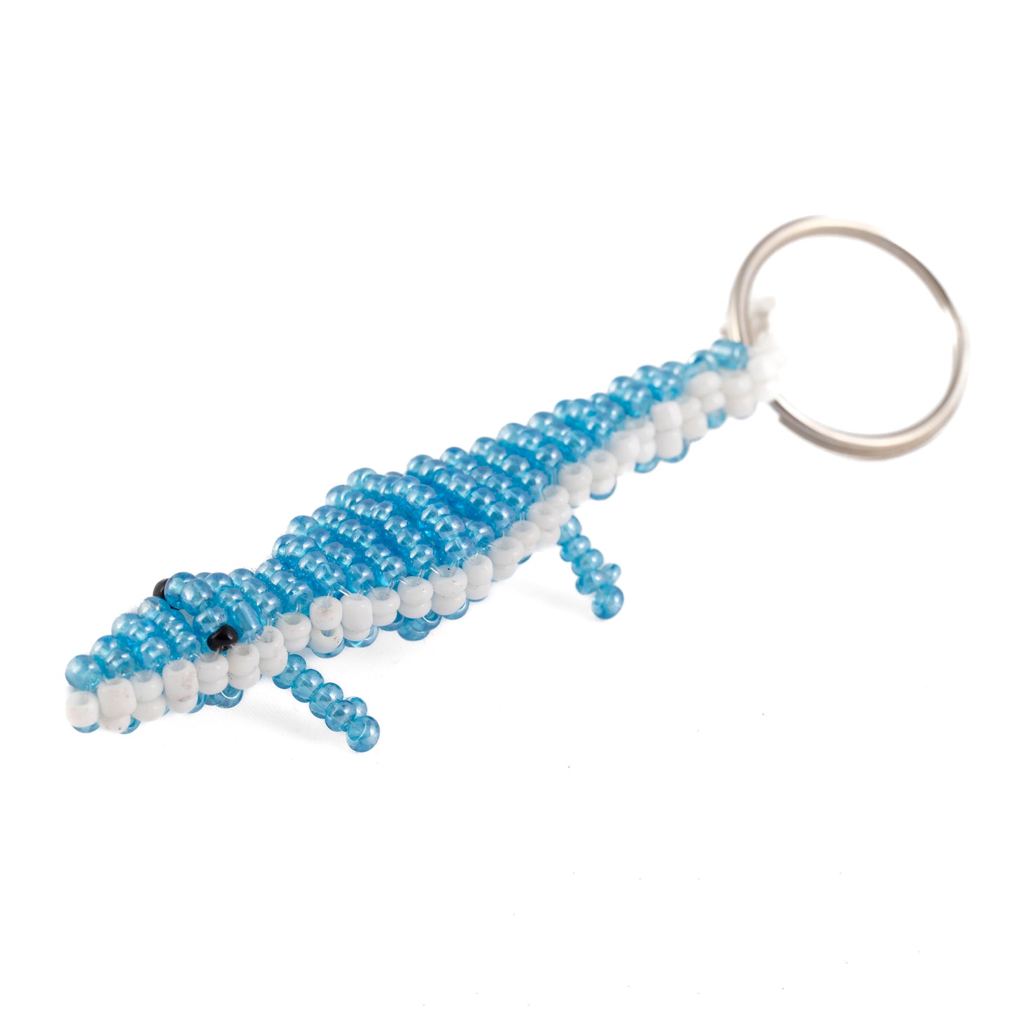 Crocodile Bead and Wire Keyring - Blue