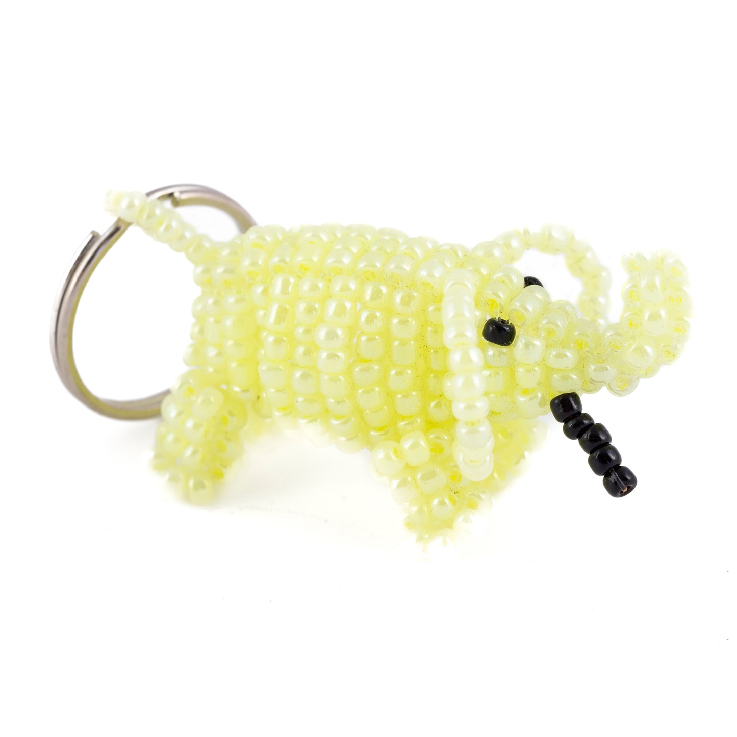 Elephant Bead and Wire Keyring - Pale Green