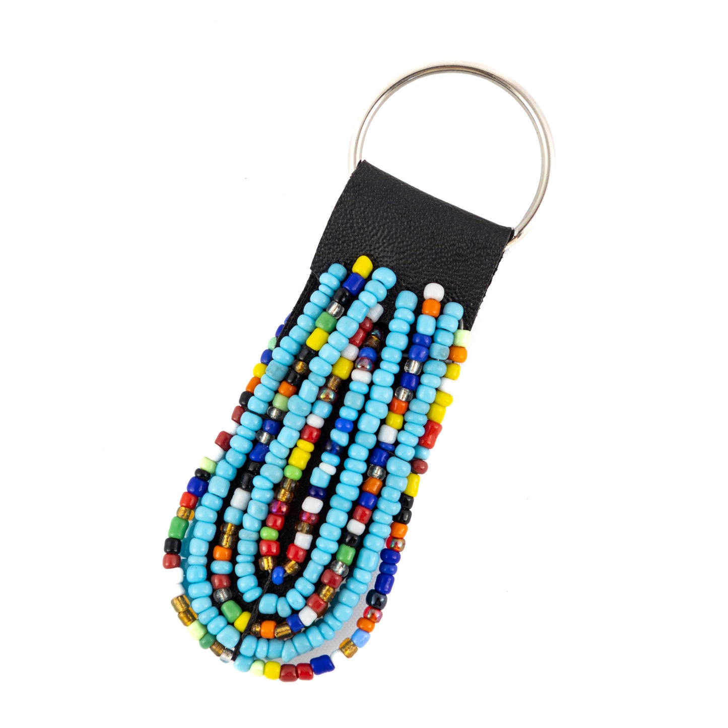 Oval Bead and Wire Keyring 3 - Turquoise/Multi