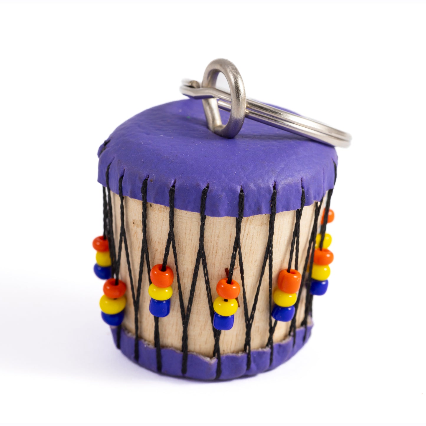 Beaded Keyring - Purple Djembe Drum
