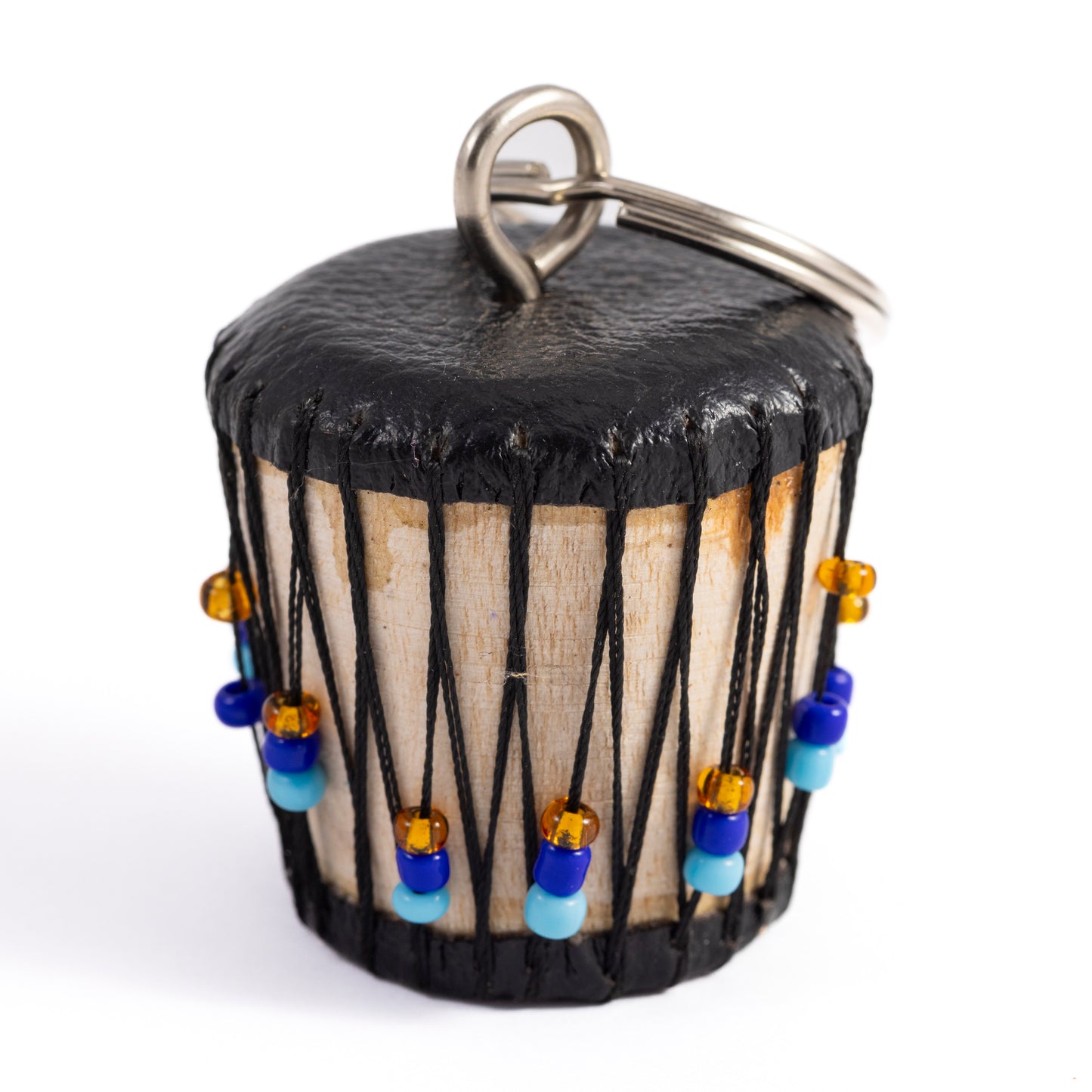 Beaded Keyring - Black Djembe Drum