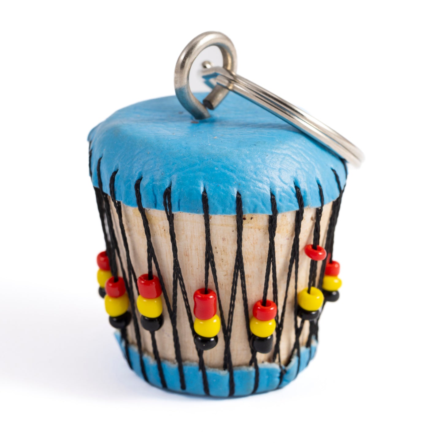 Beaded Keyring - Light Blue Djembe Drum