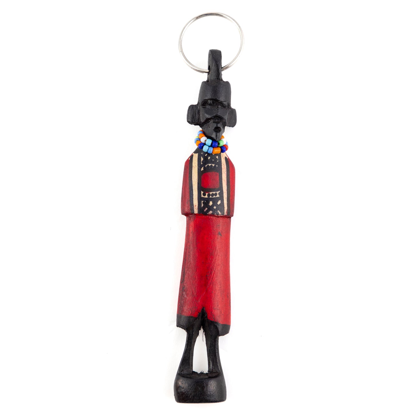 Maasai Warrior Wooden Keyring - Tall