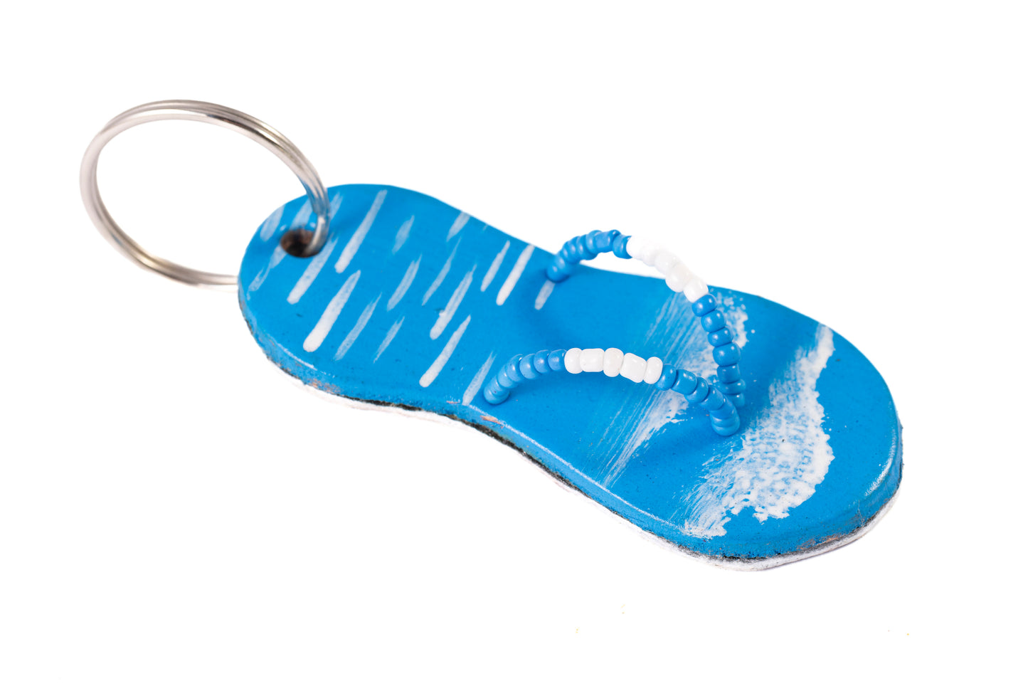 Sky Blue & White Flip Flop Keyring