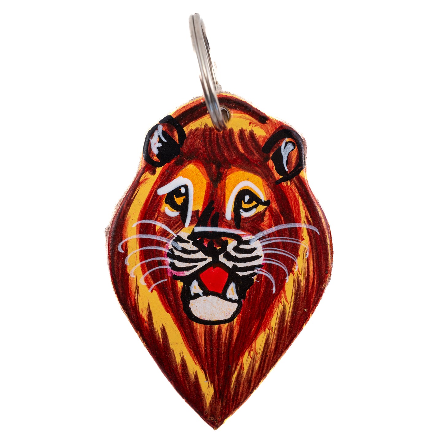 Lion Head Shape Leather Keyring