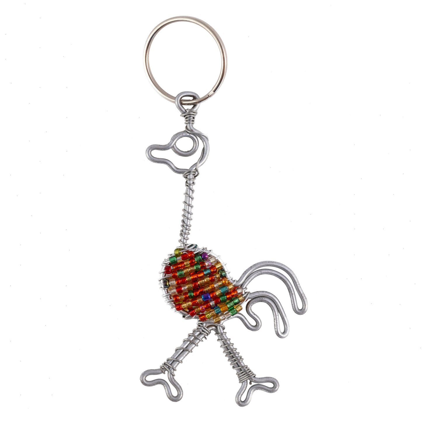 Ostrich Bead and Wire Keyring - Multicolour