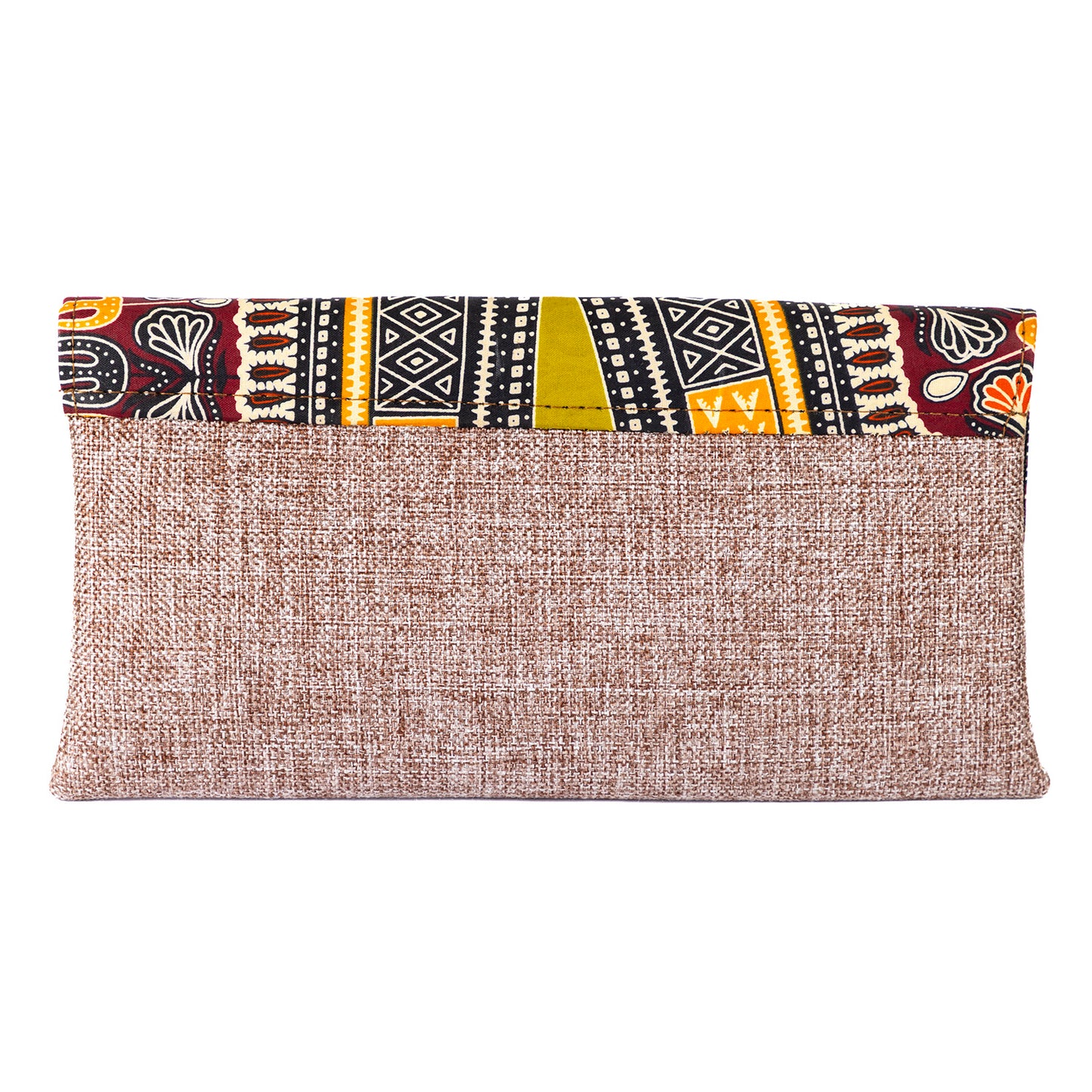 Cotton Canvas Clutch Bag/Purse Lg - Mid-Brown