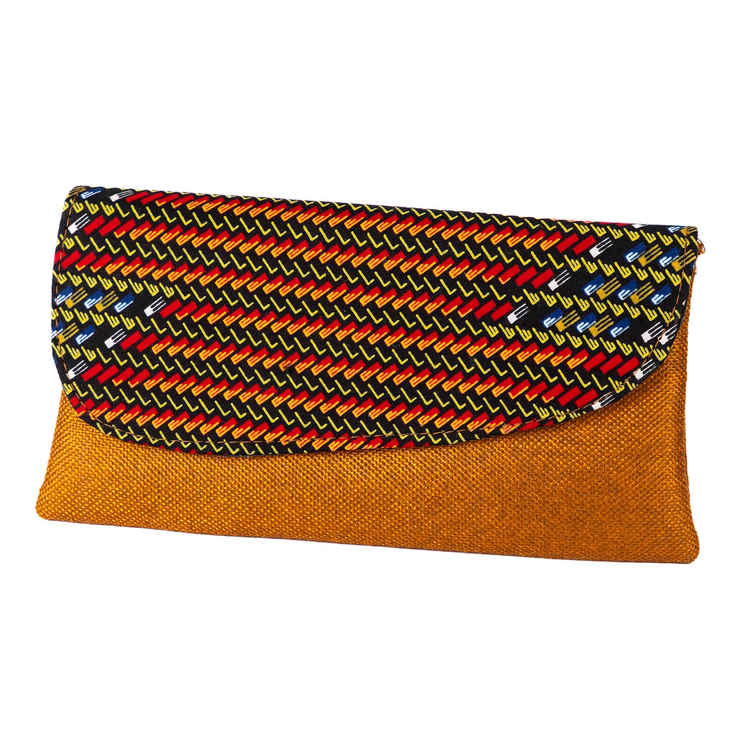 Cotton Canvas Clutch Bag/Purse Lg - Copper/Multi