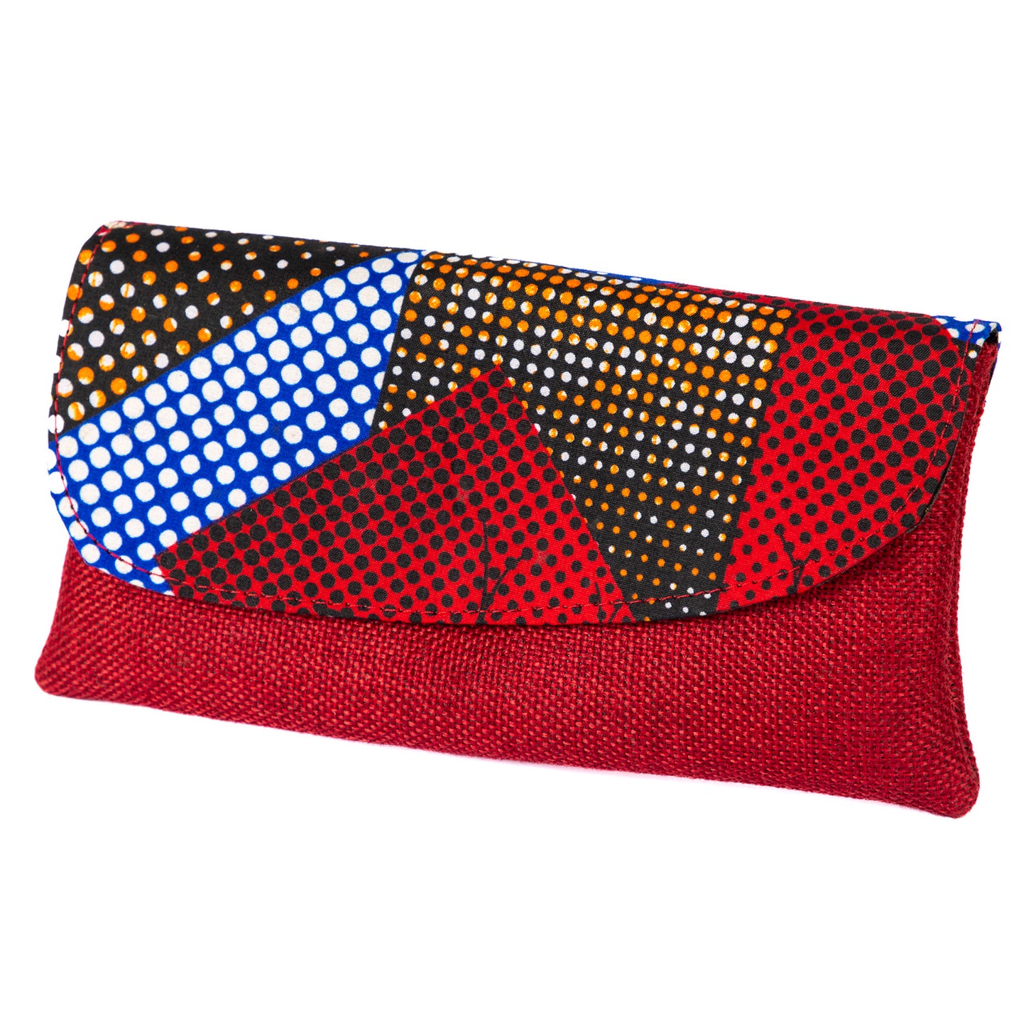 Cotton Canvas Clutch Bag/Purse - Burgundy Red