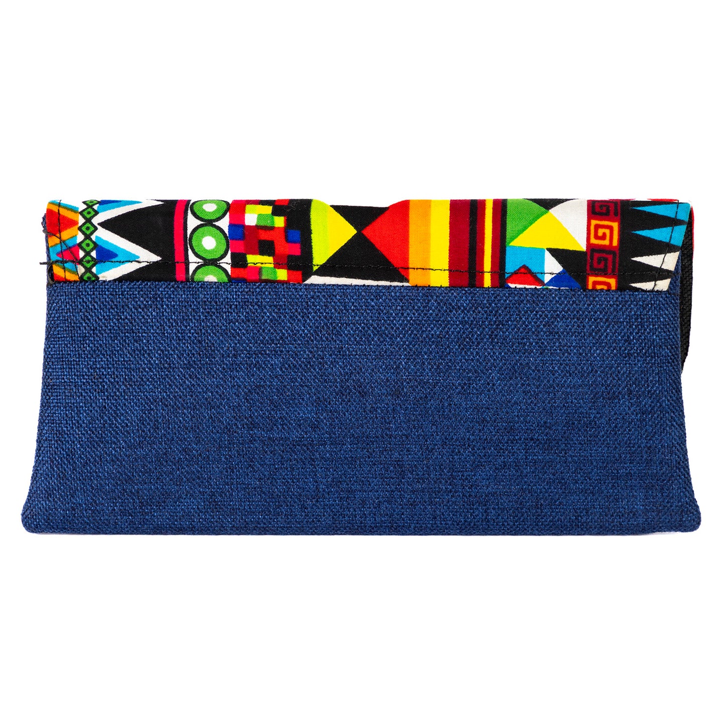 Cotton Canvas Clutch Bag/Purse - Blue/Multi