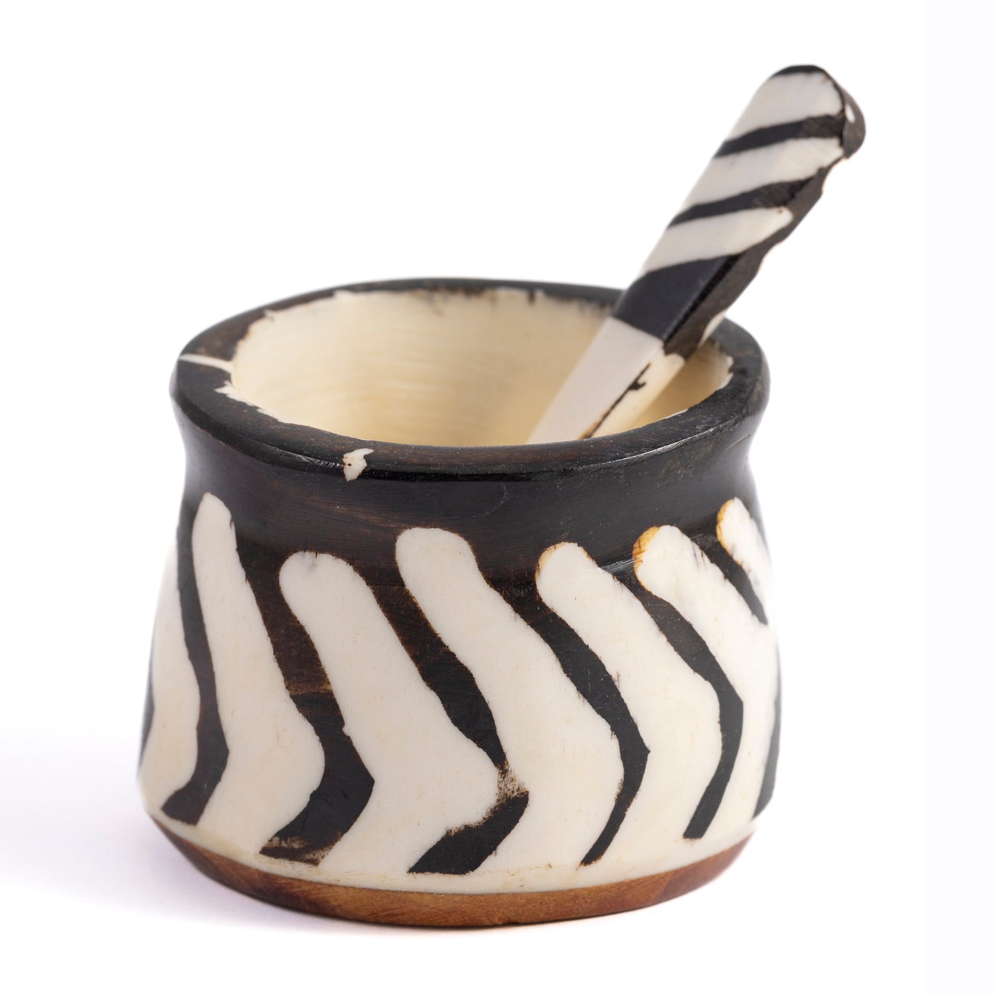 Batik Wood and Bone Spice Pot with Spoon