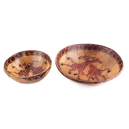 Set 2 Wooden Bowls - Giraffe