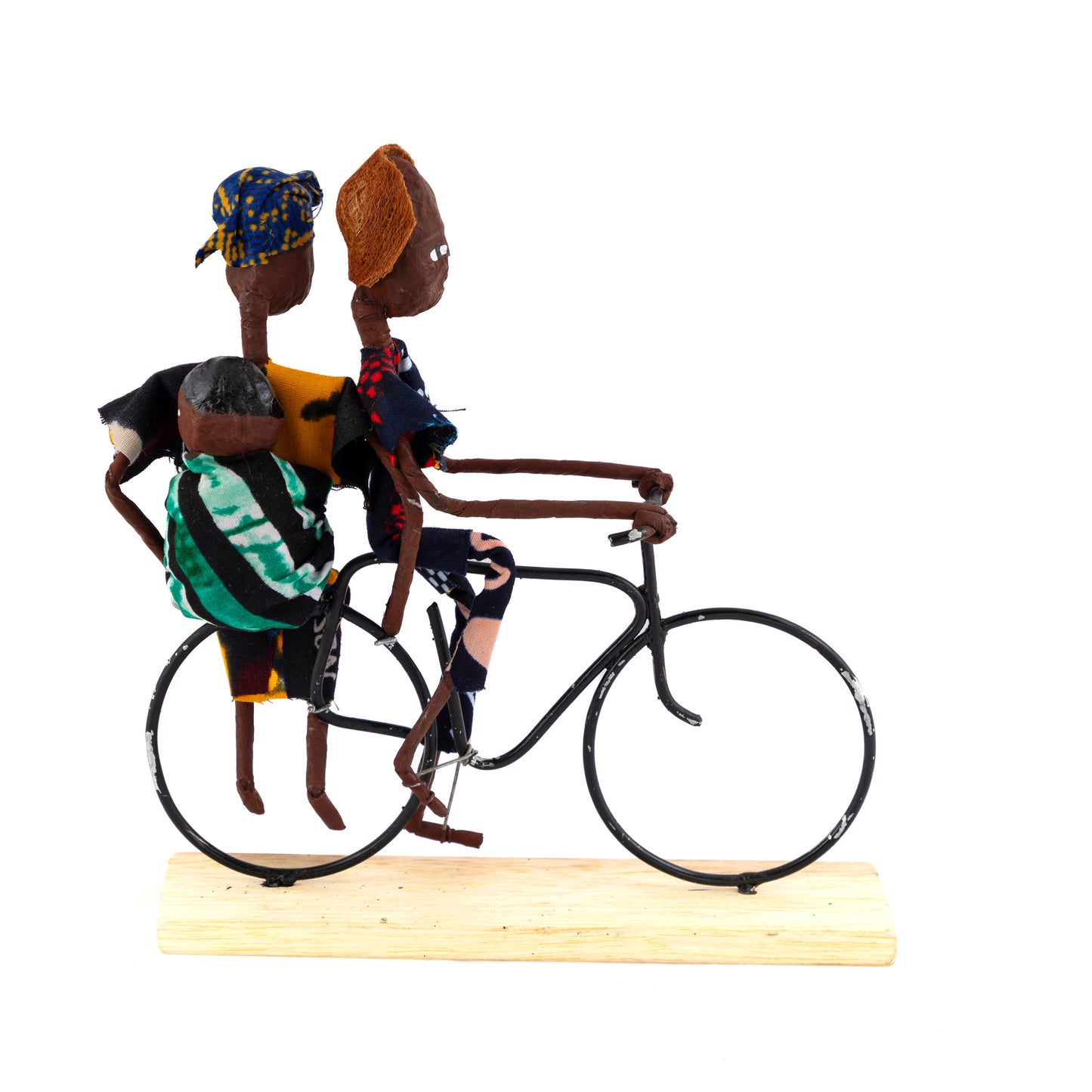 Rustic African Bicycle Rider With Mum & Baby