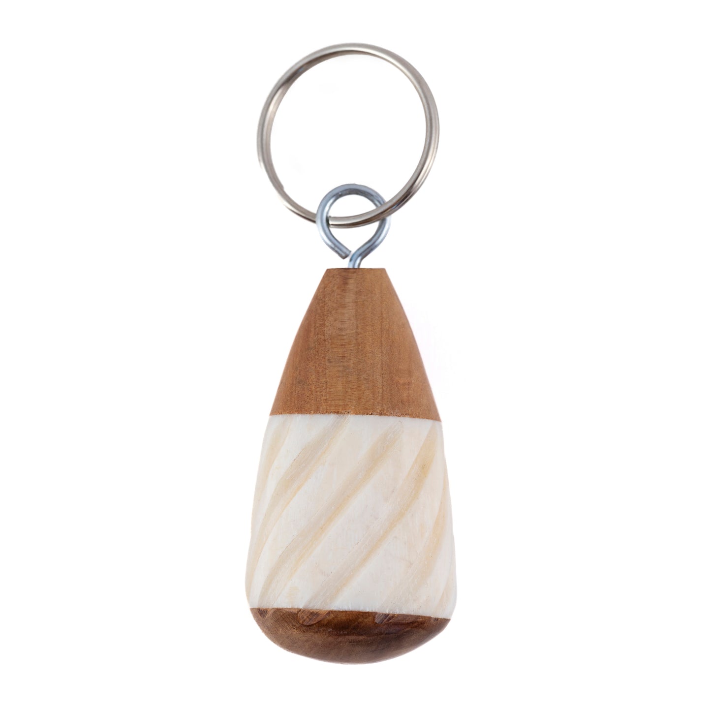 Batik Wood and Carved Bone Keyring