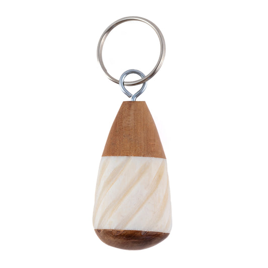 Batik Wood and Carved Bone Keyring