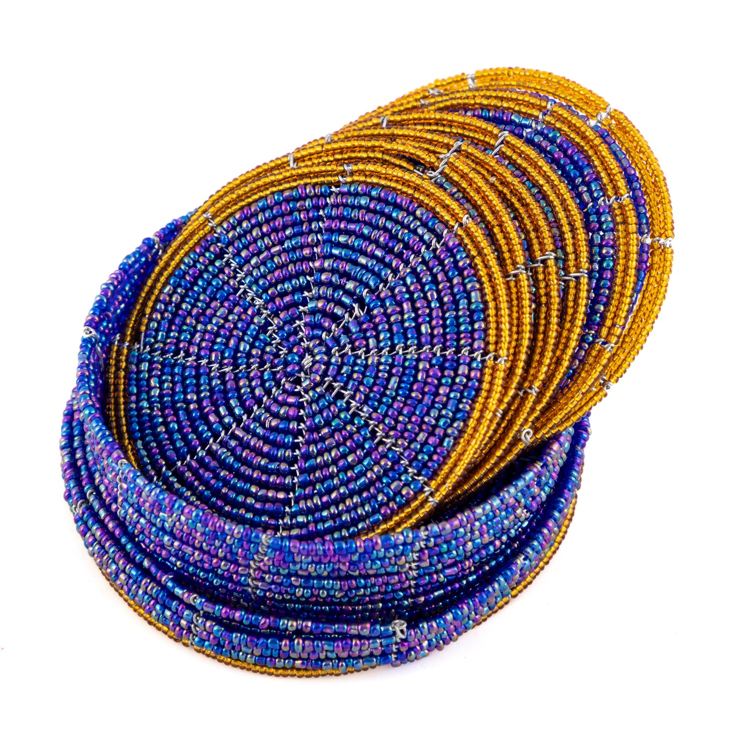 Glass Bead Coaster Set - Blue