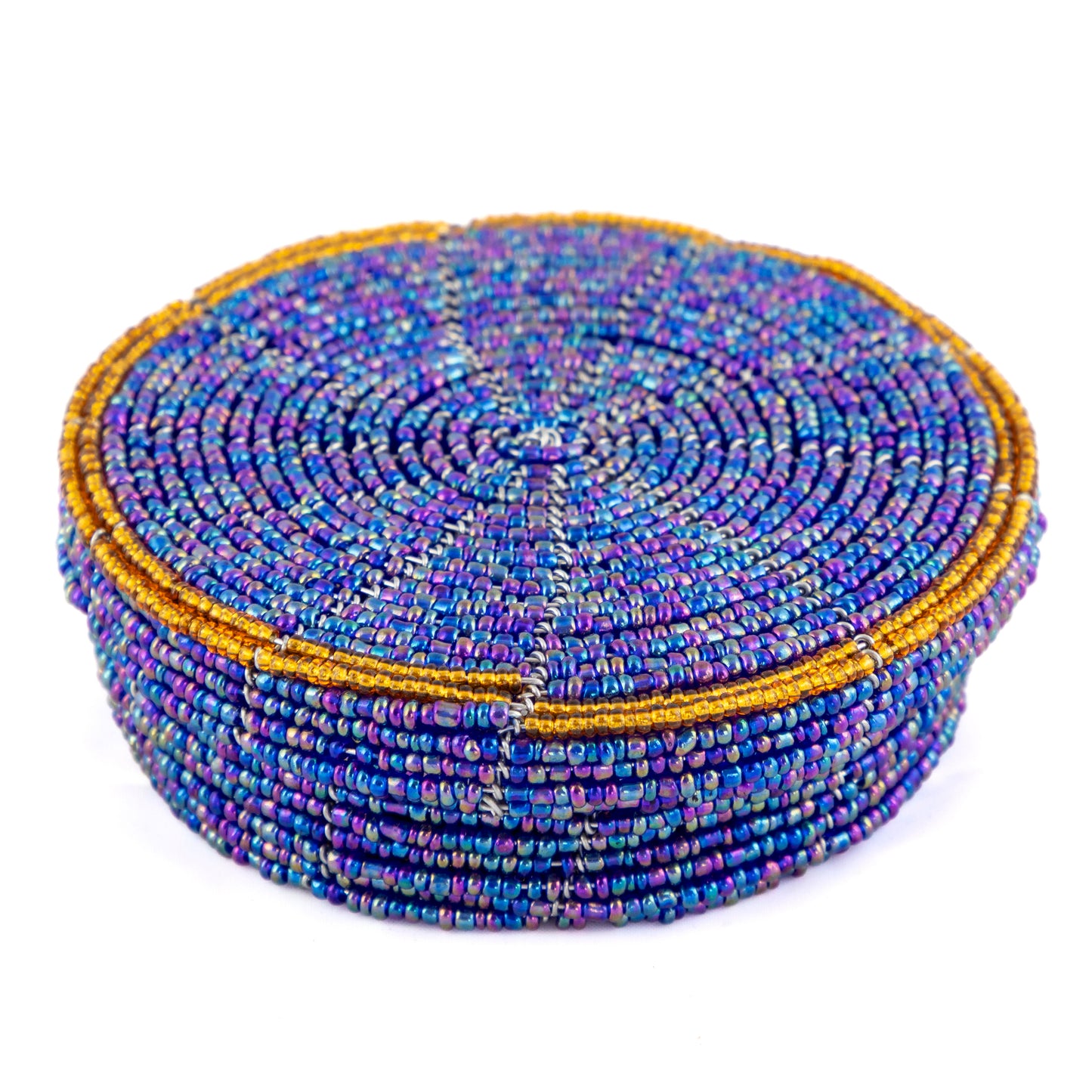 Glass Bead Coaster Set - Blue