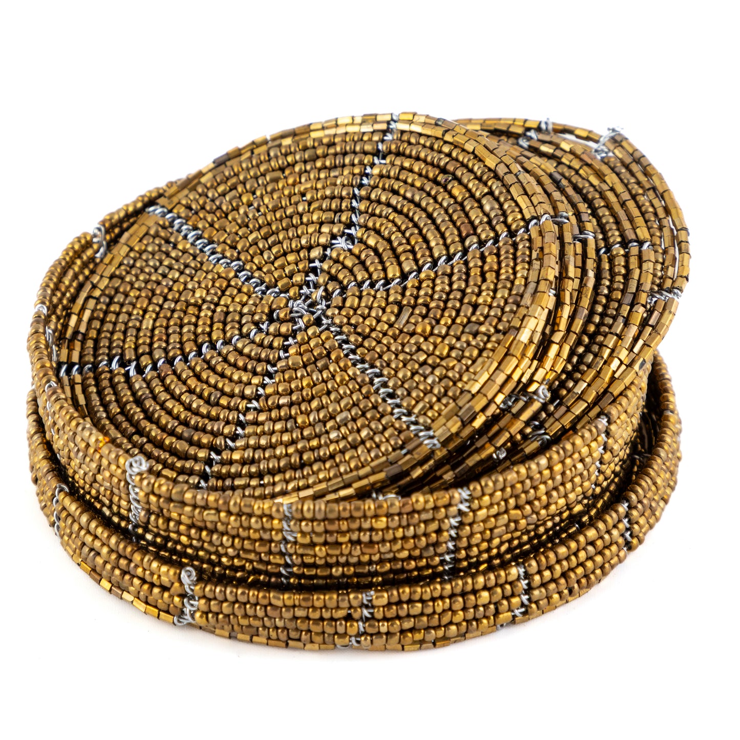 Glass Bead Coaster Set - Bronze