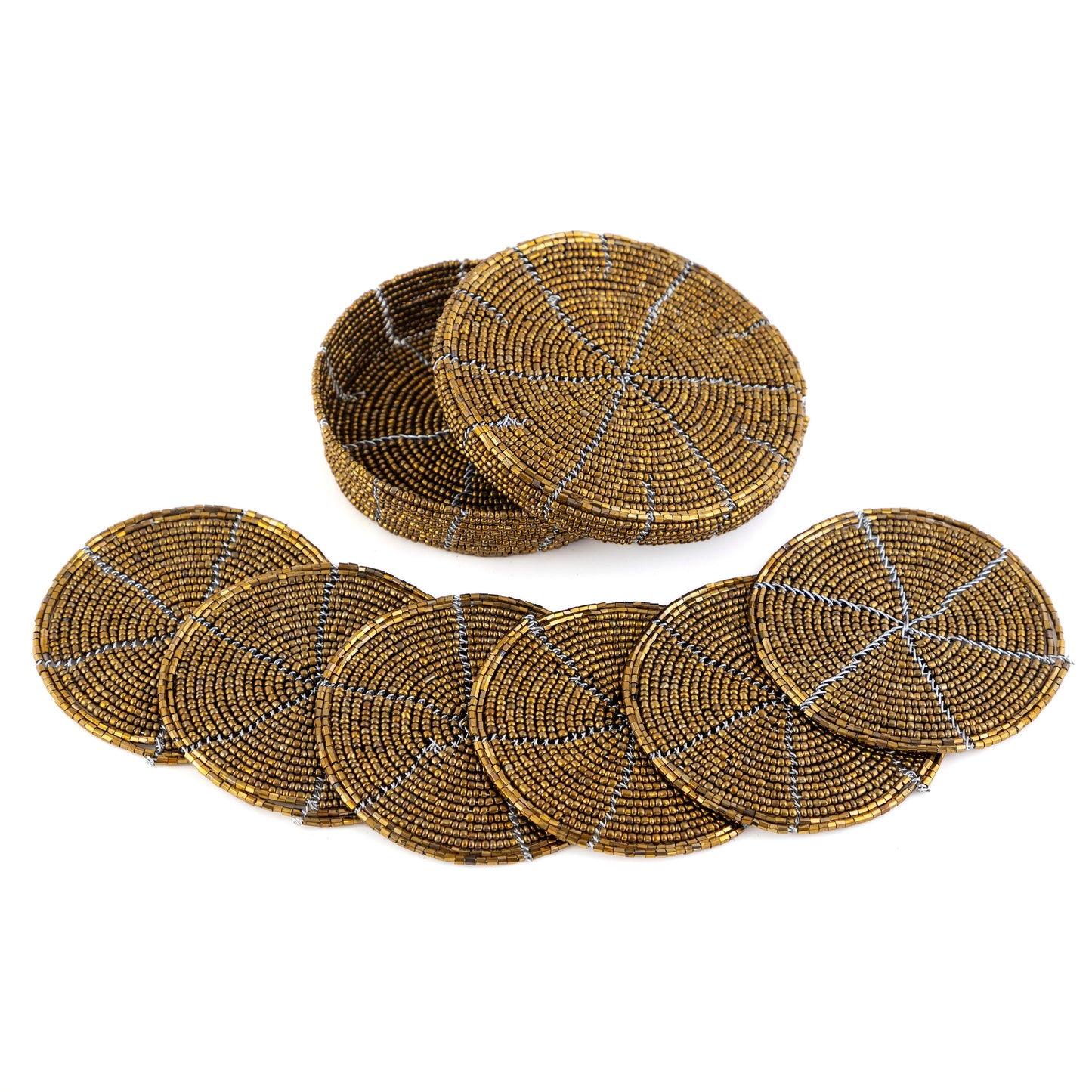Glass Bead Coaster Set - Bronze