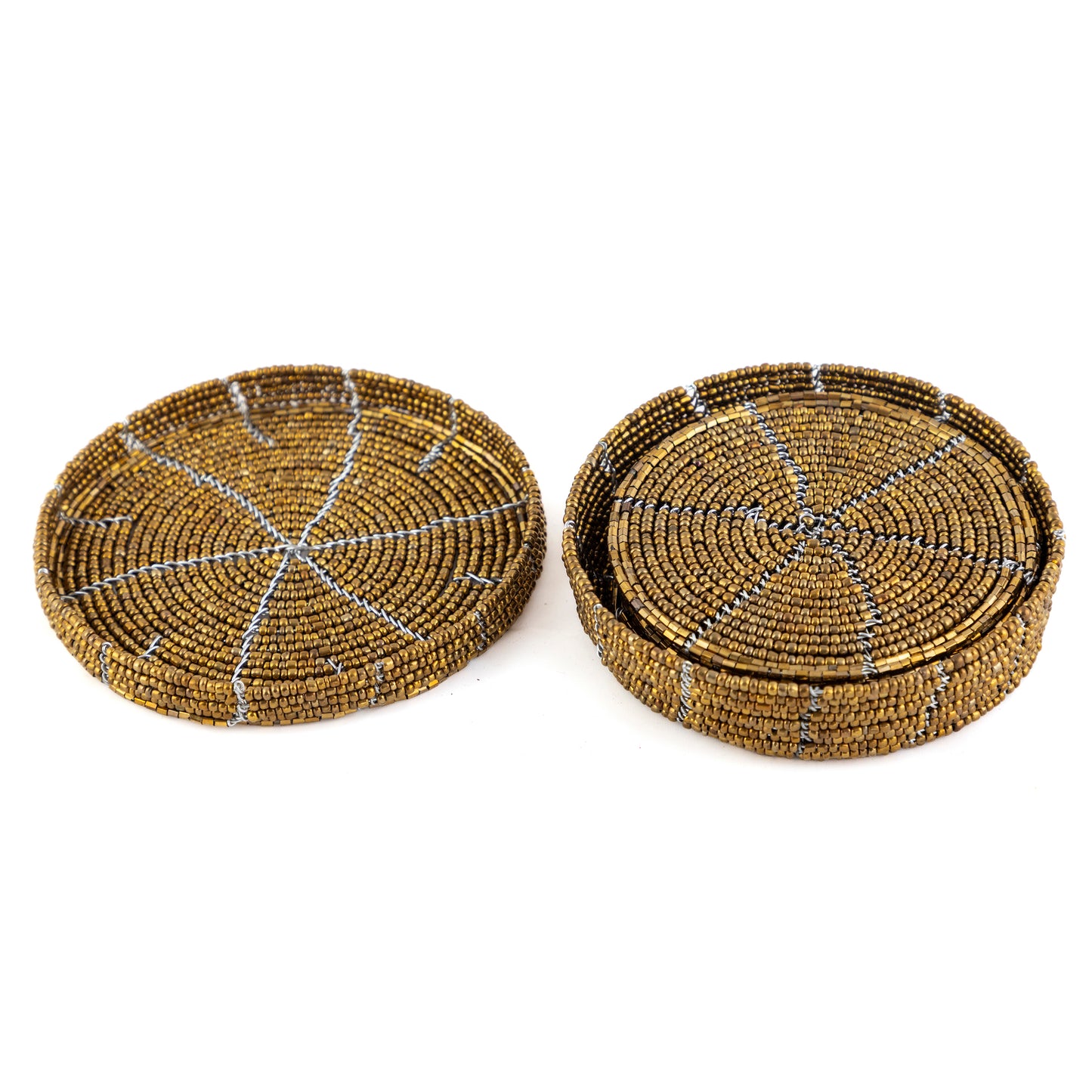Glass Bead Coaster Set - Bronze