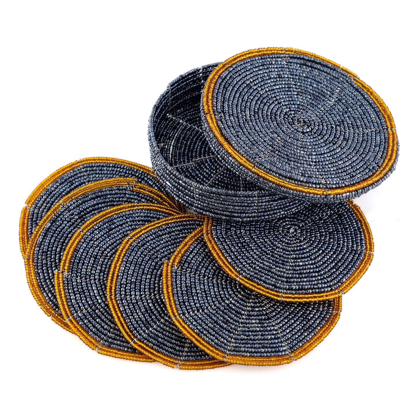 Glass Bead Coaster Set - Grey