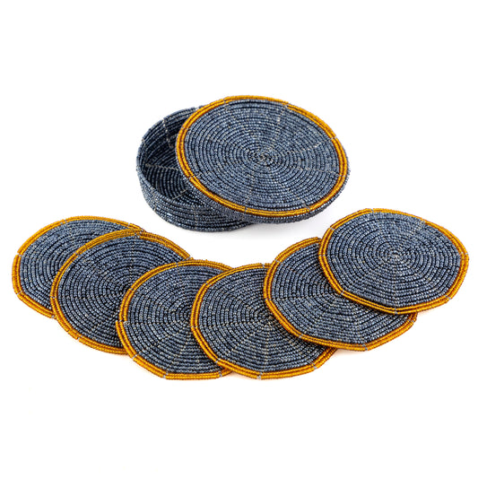 Glass Bead Coaster Set - Grey