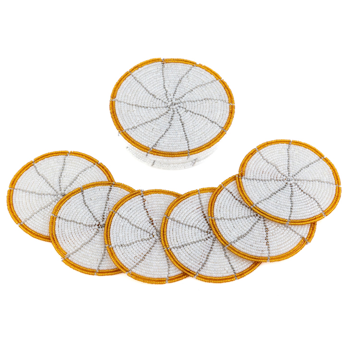 Glass Bead Coaster Set - White