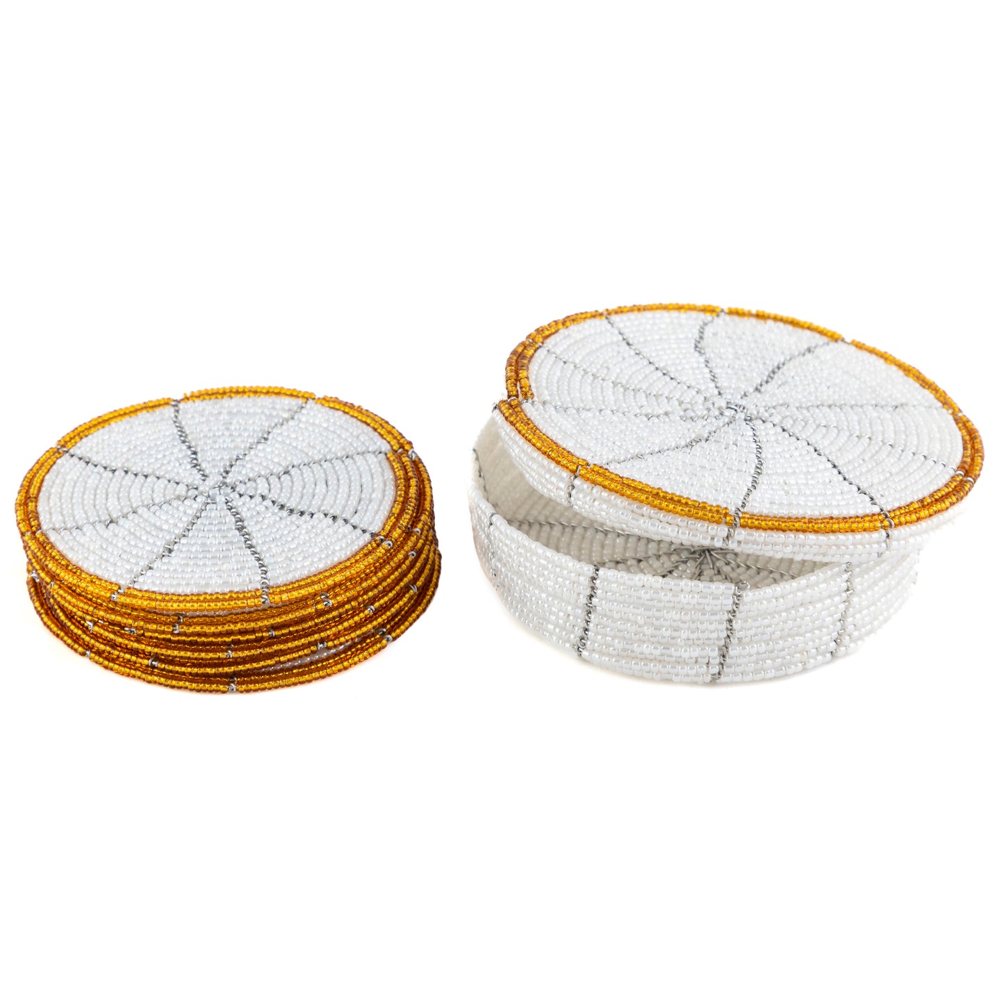 Glass Bead Coaster Set - White