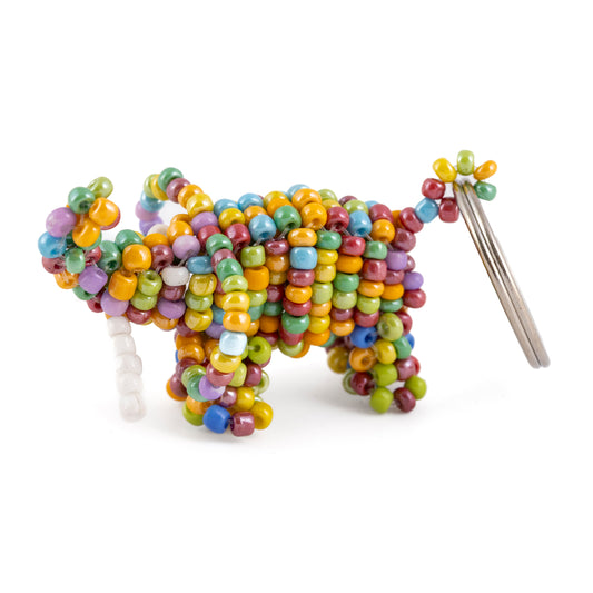Elephant Bead and Wire Keyring - Multicolour