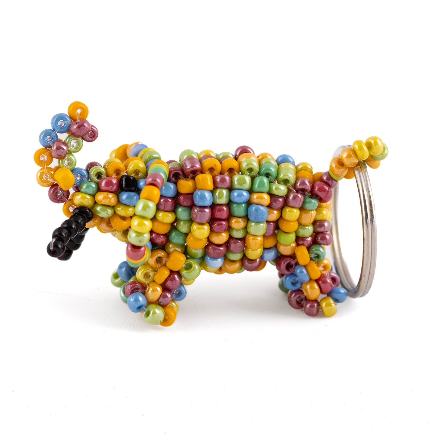 Elephant Bead and Wire Keyring - Multicolour