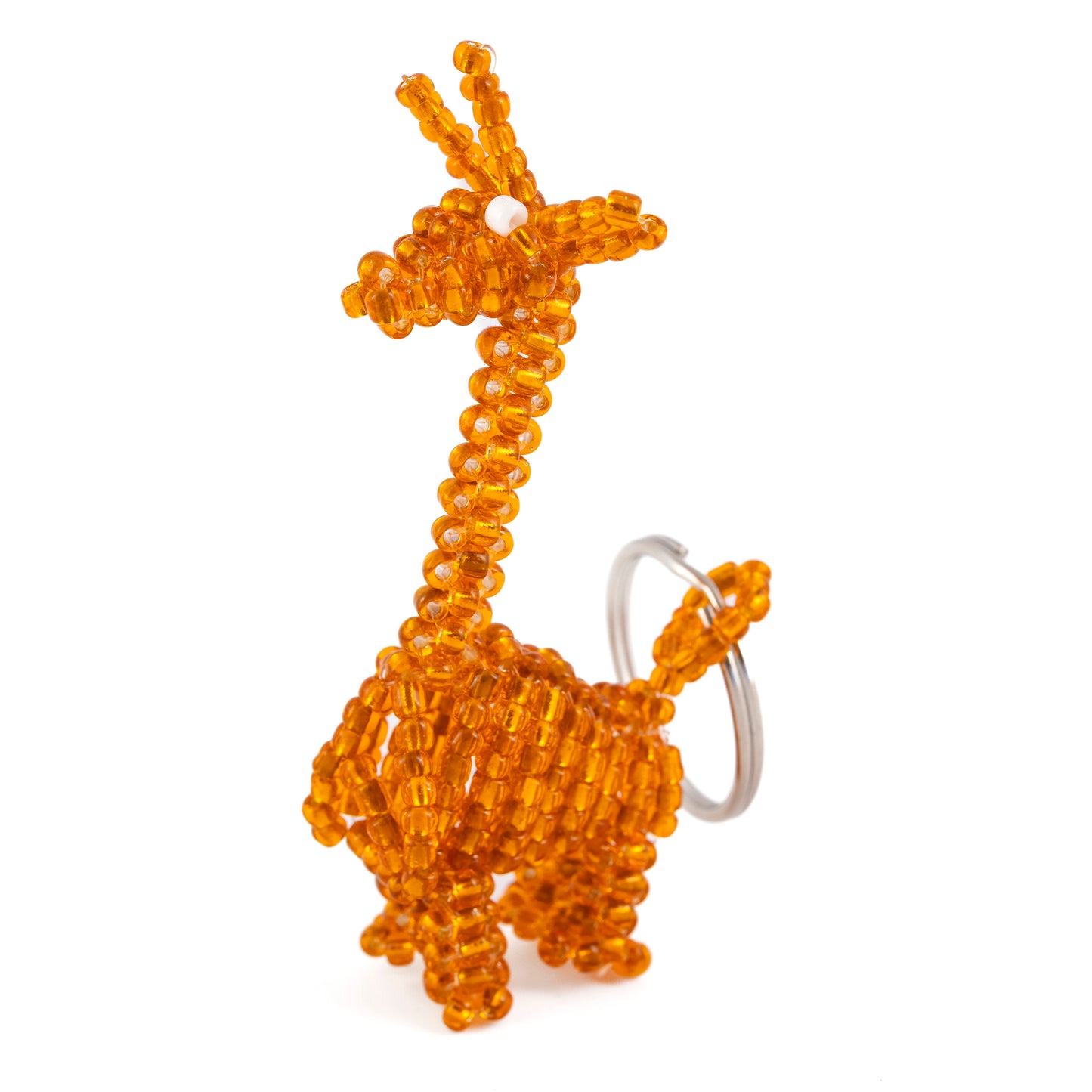 Giraffe Bead and Wire Keyring - Orange