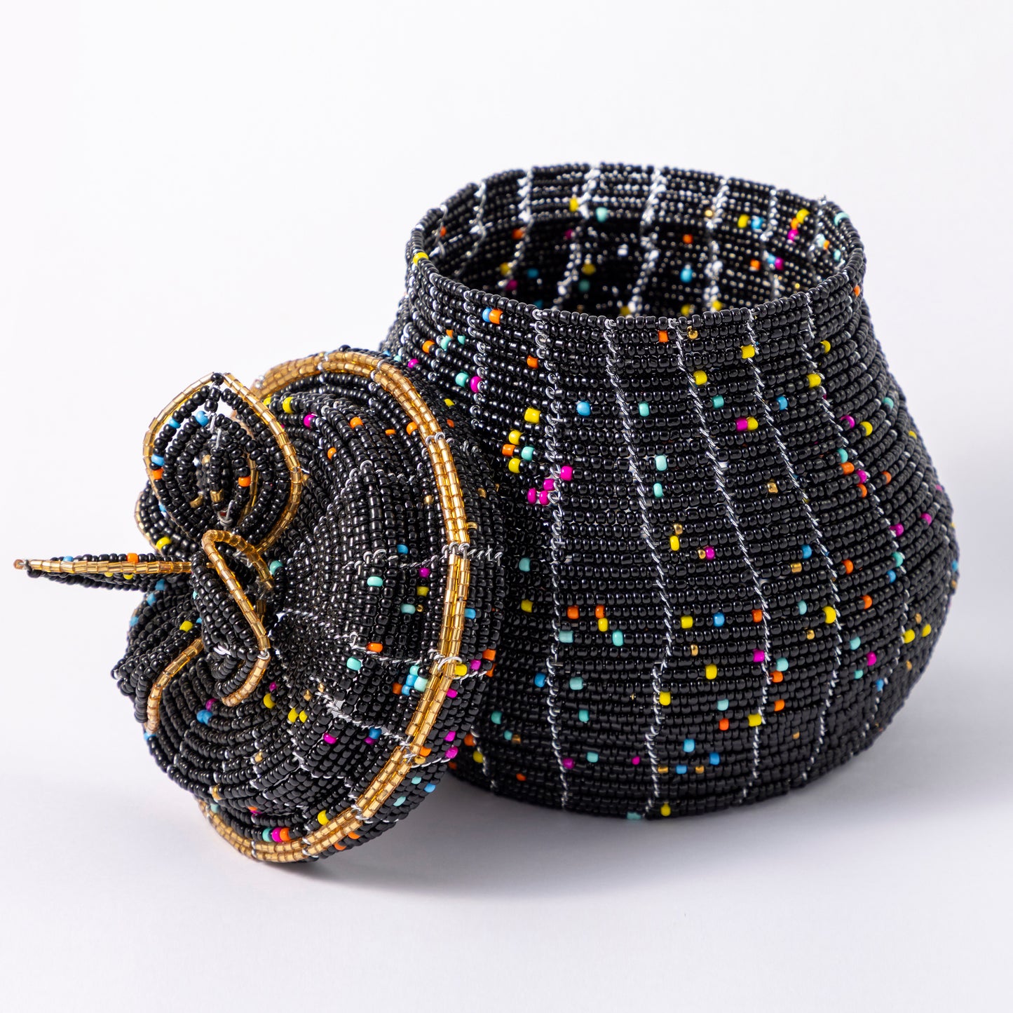 African Beaded Jewellery Box - Black