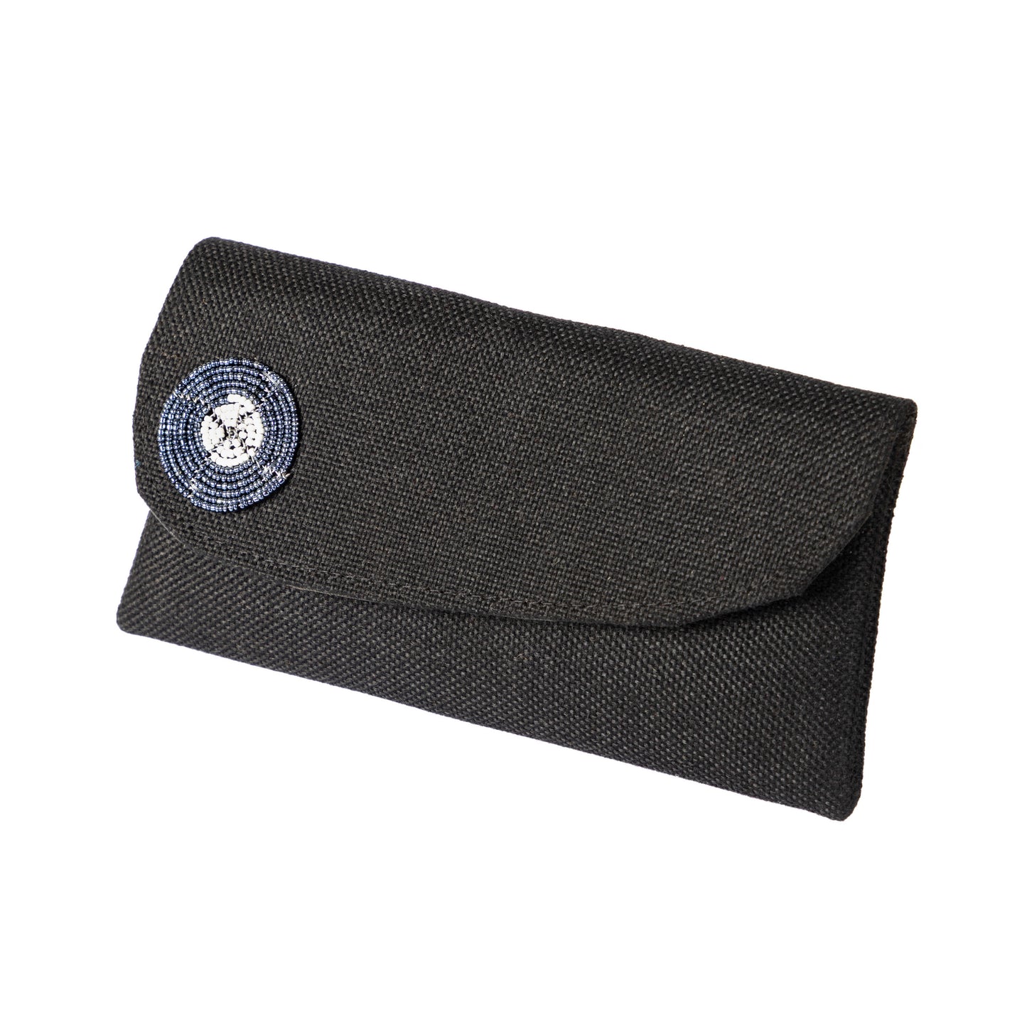 Beaded Canvas Clutch Bag/Purse - Black