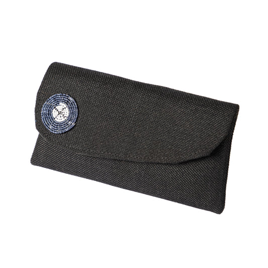 Beaded Canvas Clutch Bag/Purse - Black