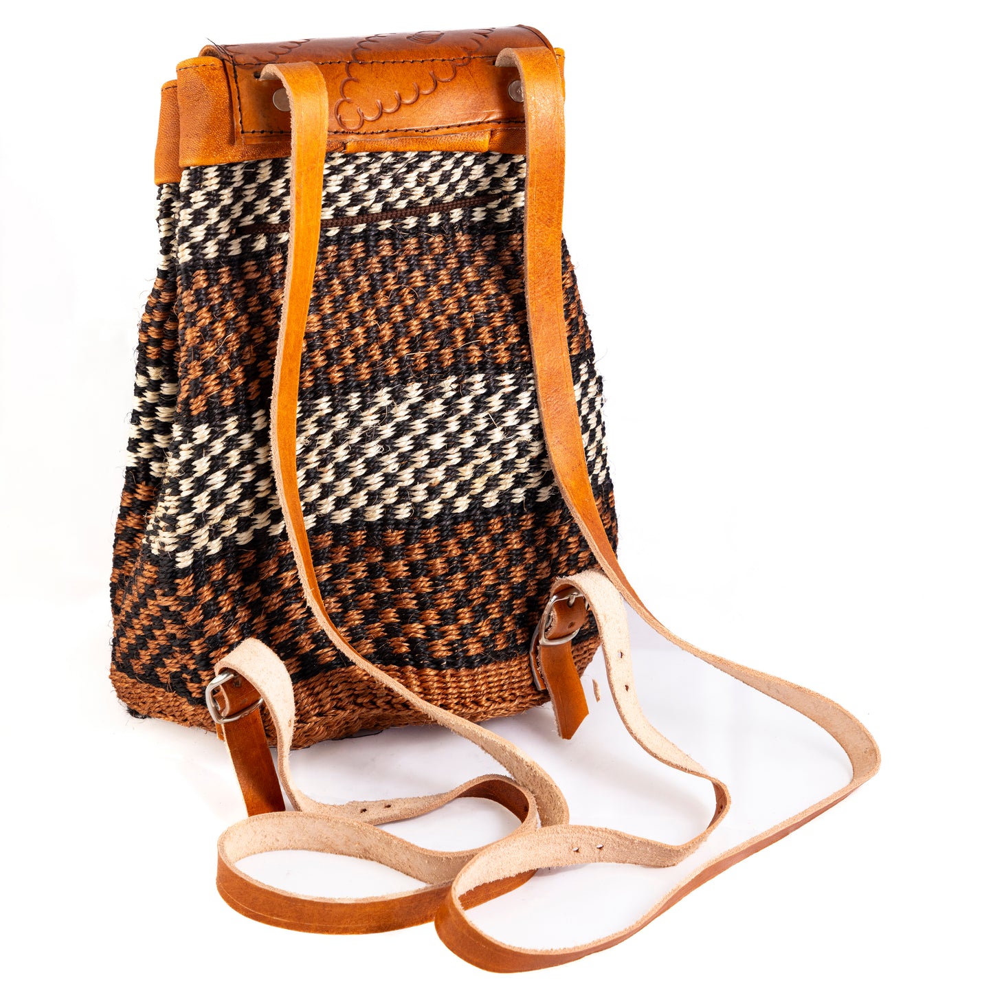 Brown Cotton & Leather Rucksack