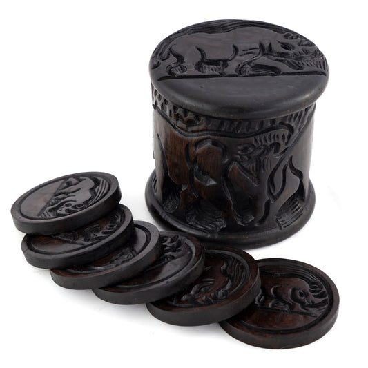 Ebony Wood Coasters and box  - Set of 6