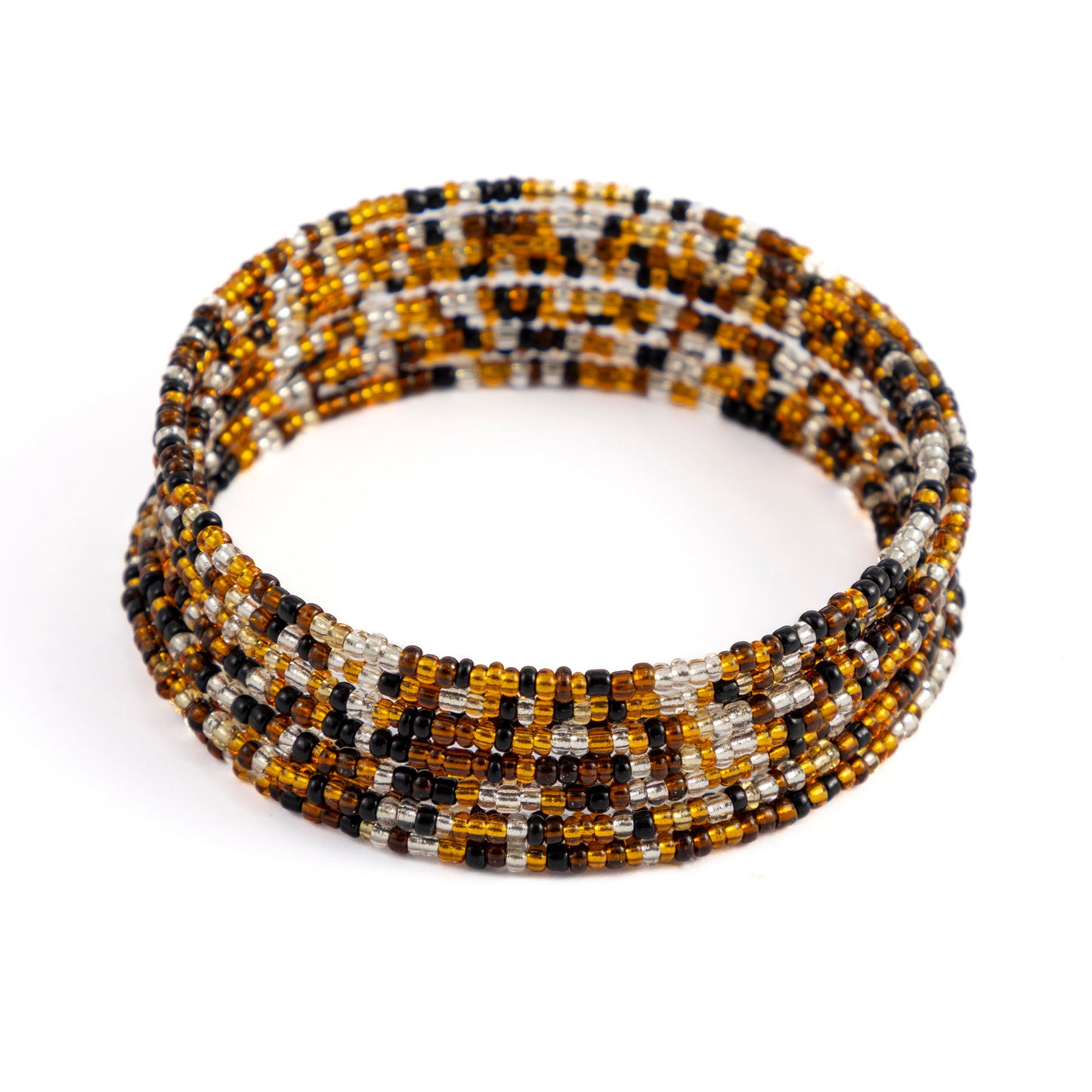 Dark Gold/Amber Bead Spring Bangle