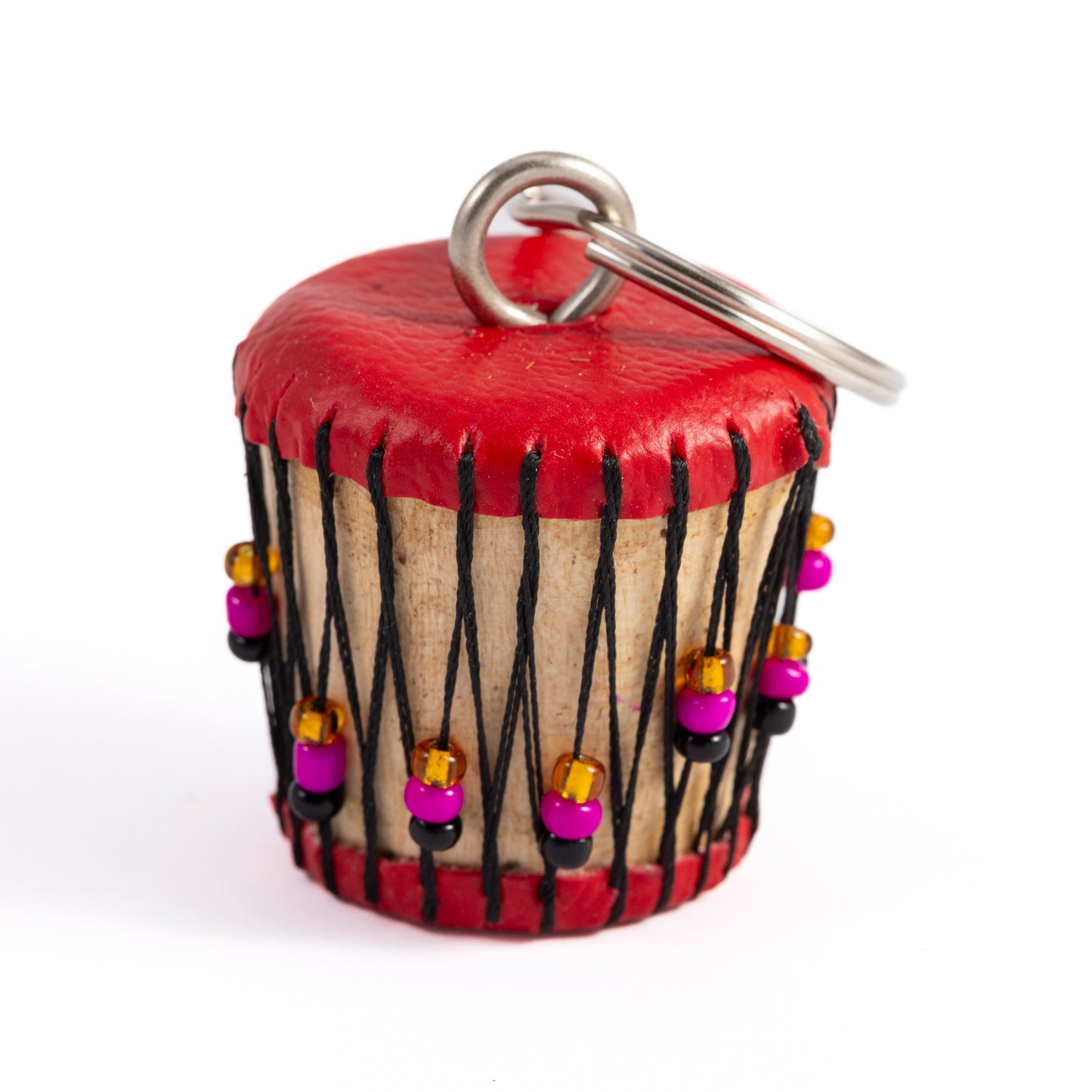 Beaded Keyring - Red Djembe Drum
