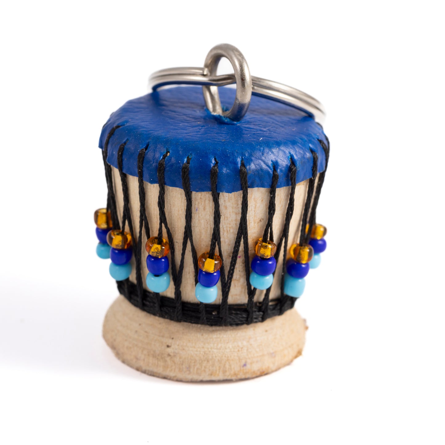 Beaded Keyring - Dark Blue Djembe Drum