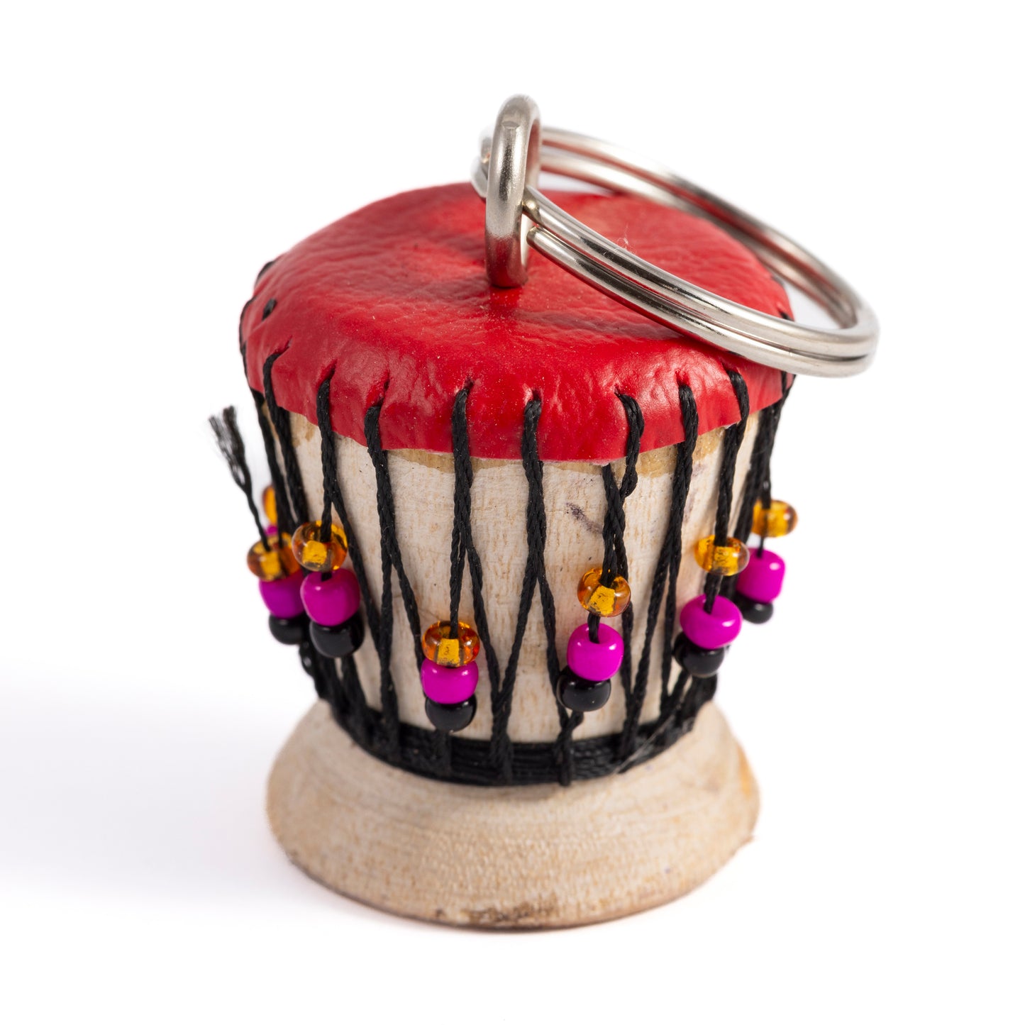 Keyring - Red Beaded Djembe Drum