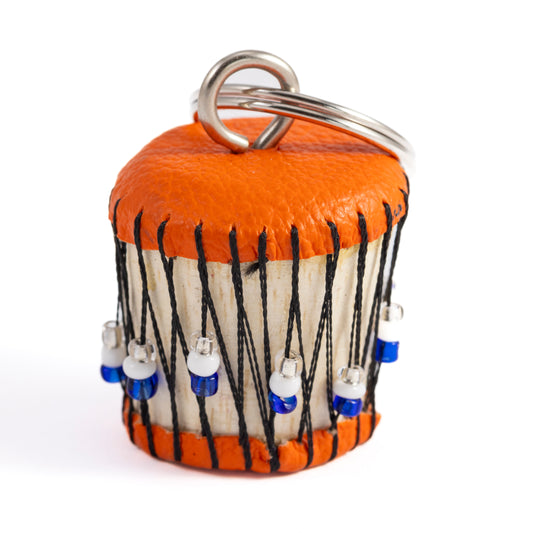 Beaded Keyring - Orange Djembe Drum