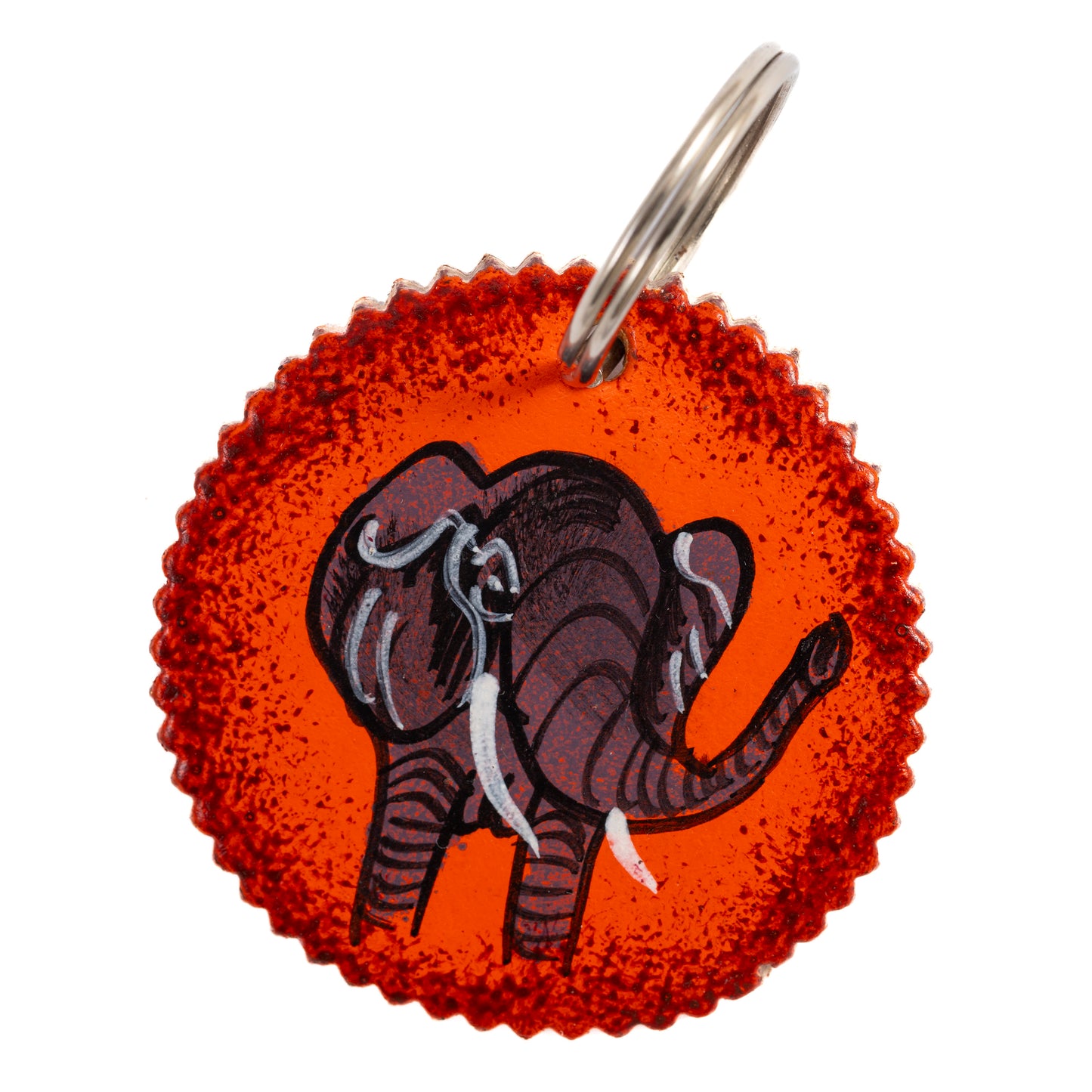 Round Leather Key Ring - African Elephant