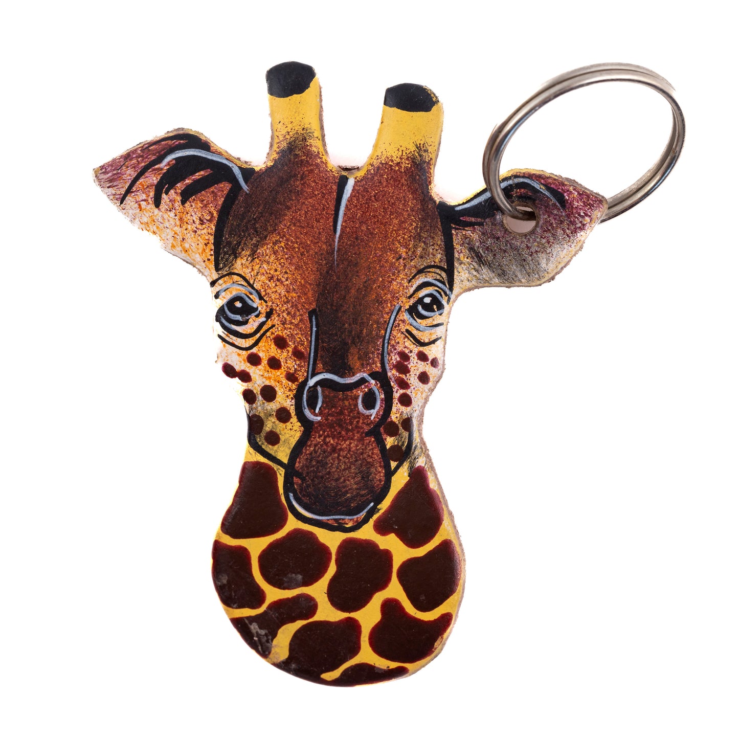 Giraffe Head Shape Leather Keyring