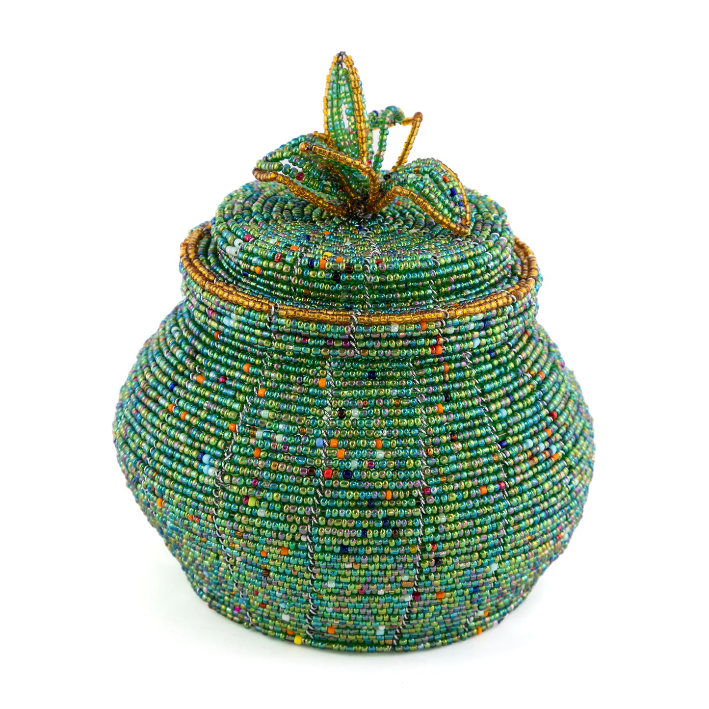 African Beaded Jewellery Box - Green