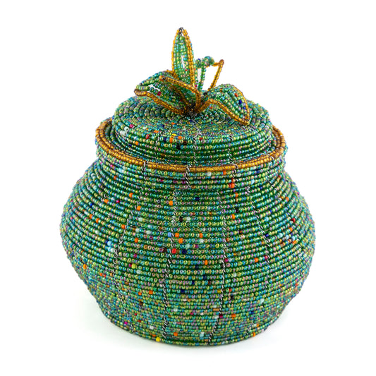 African Beaded Jewellery Box - Green