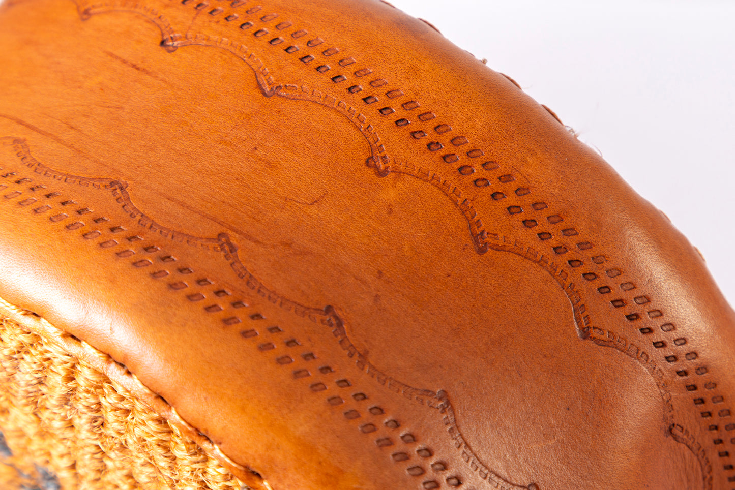 Round Leather & Woven Shoulder Bag