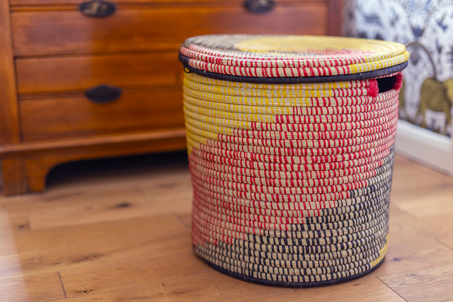African Wicker Laundry Basket