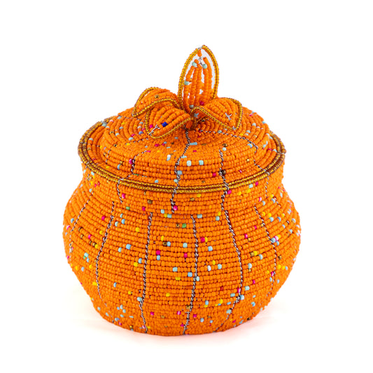 African Beaded Jewellery Box - Orange